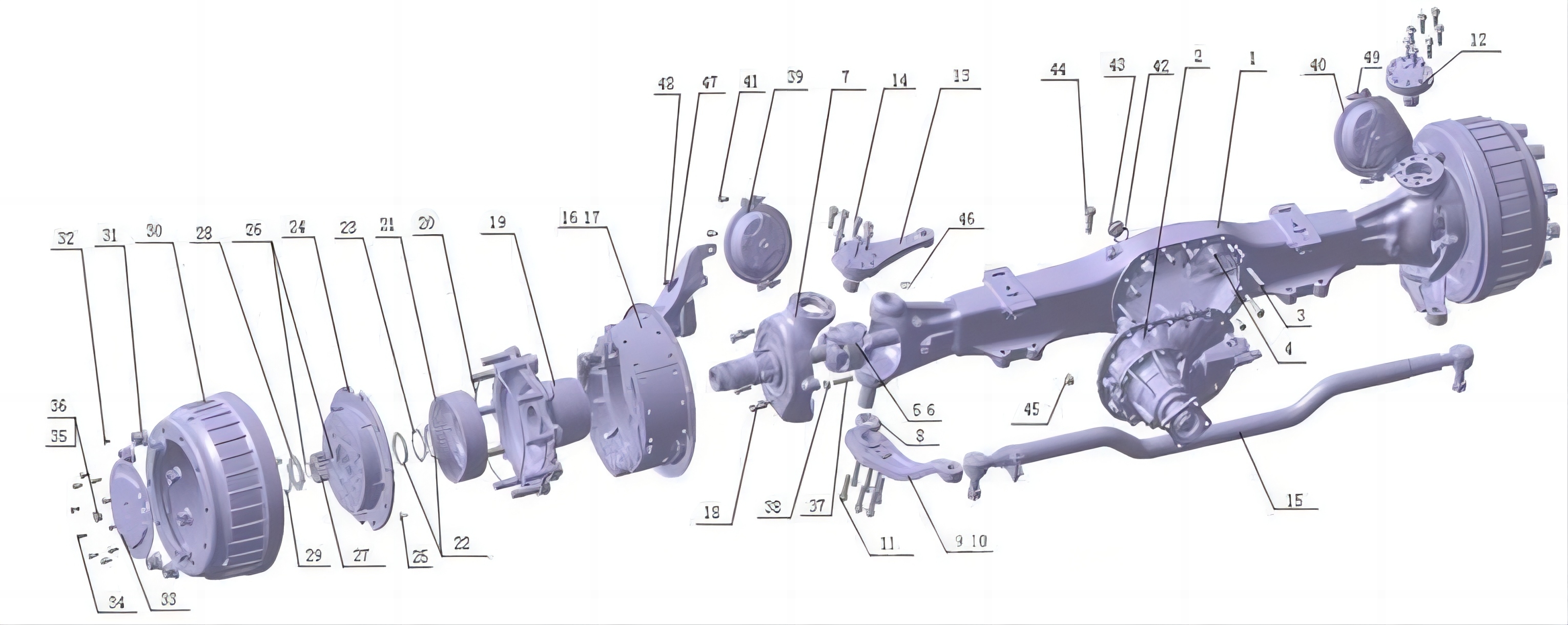 Qt205q0-2304011-Qt205-Front-Drive-Essieu-Steering-Knuckle-pour-Qingte-Axle-Foton-Truck-Spare-Parts